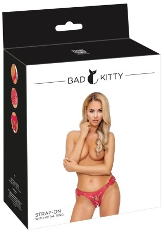 Bad Kitty Uprząż Czerwona S-L Regulowana Skorzany Design