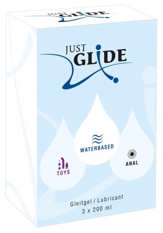 Just Glide Zestaw 3x200 ml Lubrykanty na bazie wody - Anal, Toys, Waterbased