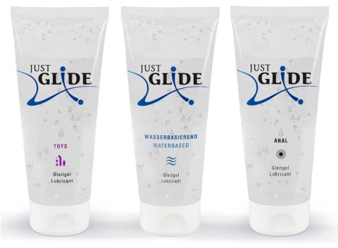 Just Glide Zestaw 3x200 ml Lubrykanty na bazie wody - Anal, Toys, Waterbased