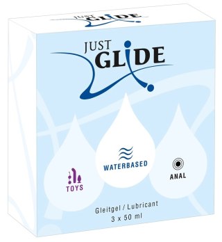 Just Glide Zestaw 3x50 ml - Lubrykanty wodne do skory wrażliwej i akcesoriow
