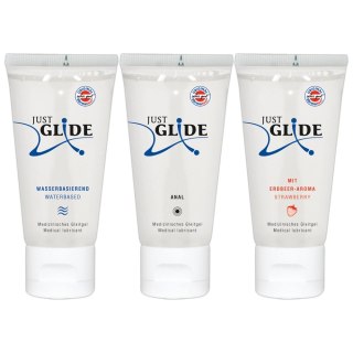 Just Glide Zestaw 3x50 ml - Lubrykanty wodne do skory wrażliwej i akcesoriow