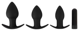 Black Velvets Zestaw 3 korkow z wibracją, silikon, czarny, rożne rozmiary