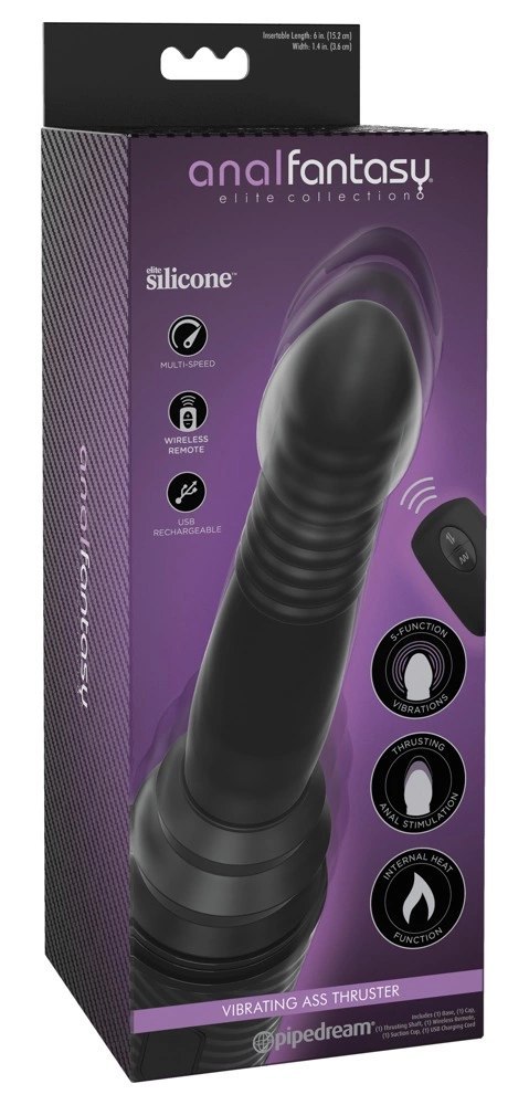 Anal Fantasy Elite Thruster czarny - wibrator z funkcją grzania i ruchem
