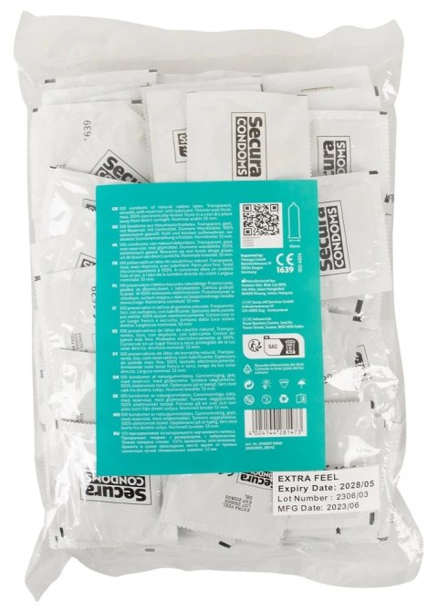 Secura Extra Feel - prezerwatywy ultra cienkie, 100 sztuk, transparentne
