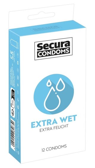 Secura Extra Wet prezerwatywy silikonowa powłoka 12 szt. długotrwałe