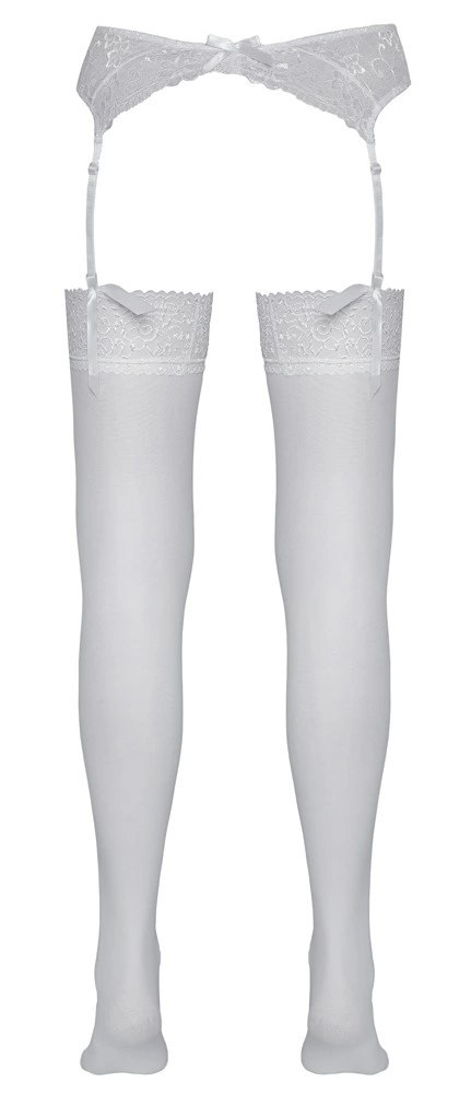 Cottelli Legwear Pończochy Białe z Koronką 20 den Oeko-Tex S/M