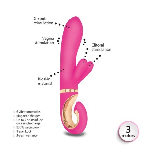 Gvibe Grabbit Mini Violet - Model z 3 silnikami, silikon medyczny, 19 cm