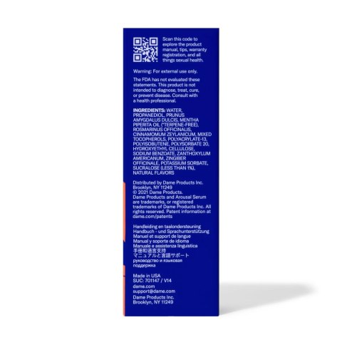 Dame Products Arousal Serum 30ml - formuła roślinna z olejkiem miętowym