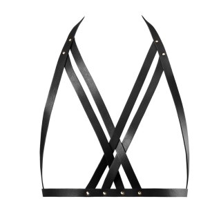 Bijoux Indiscrets Maze Halter Bra Harness Black - Uprząż piersiowa, regulowana, czarna