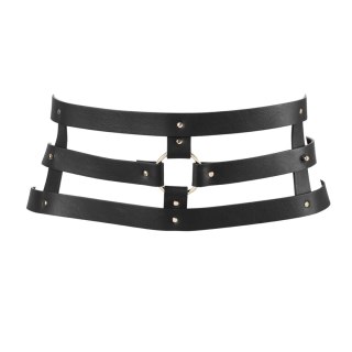 Bijoux Indiscrets Maze Wide Belt Black - Szeroki pas z wegańskiej skory, czarny