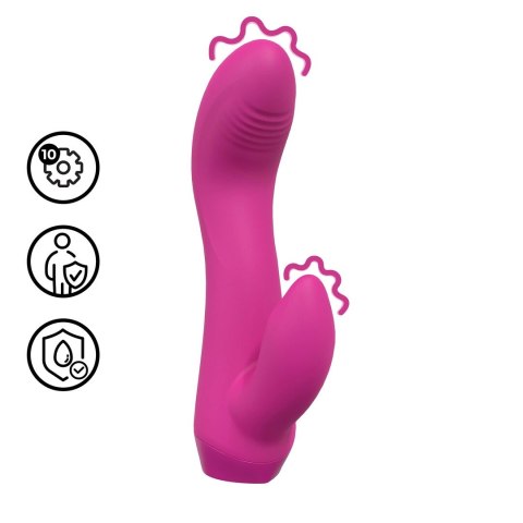 Mini Curved Rabbit Vibrator Pink - masażer dwusilnikowy silikonowy