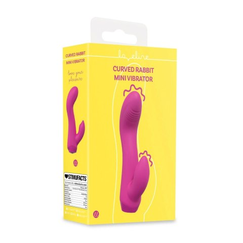 Mini Curved Rabbit Vibrator Pink - masażer dwusilnikowy silikonowy