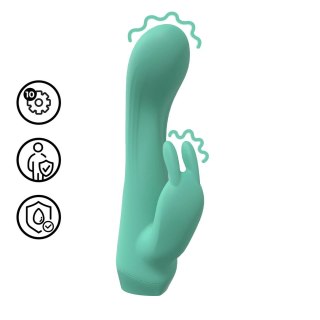 Mini Dual Rabbit Vibrator Green - kompaktowy masażer dwusilnikowy