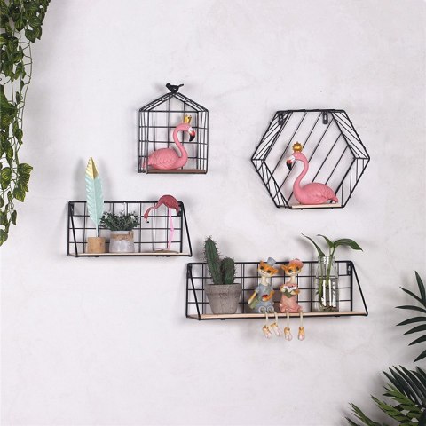 Półka ścienna metalowa styl LOFT 45 x13,5 cm- czarna