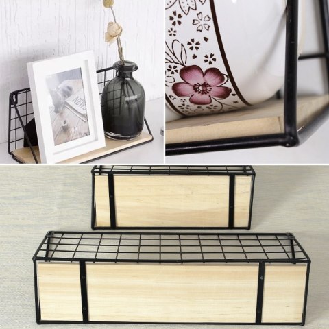 Półka ścienna metalowa styl LOFT 45 x13,5 cm- czarna