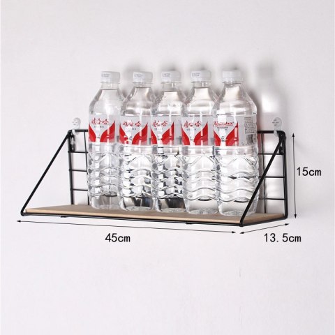 Półka ścienna metalowa styl LOFT 45 x13,5 cm- czarna