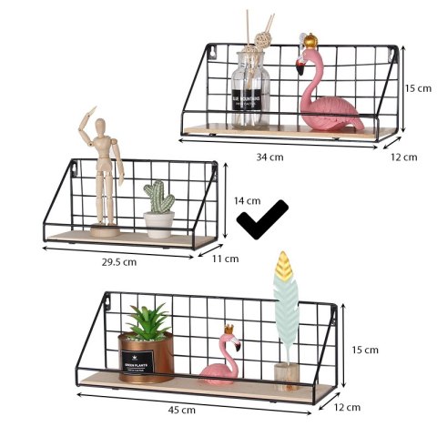 Półka ścienna z drążkiem, styl LOFT 29,5 cm- czarna