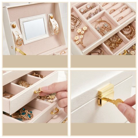 Wielopoziomowa szkatułka LELANI, kuferek na biżuterię Premium - czarna