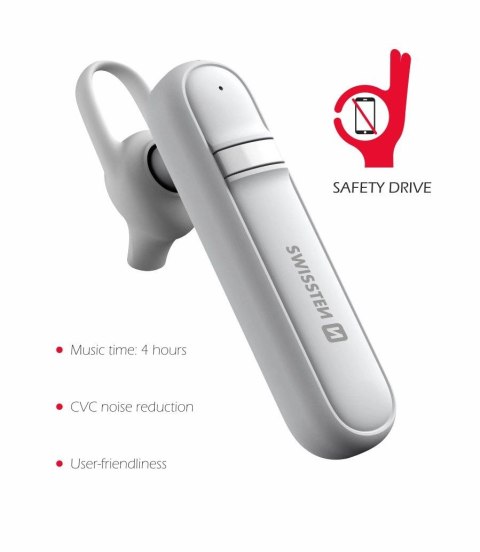 Słuchawka bluetooth do rozmów Headset Swissten Caller - biała