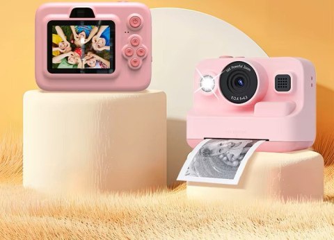 Aparat Fotograficzny Natychmastowy Z Drukarką Wideo Gry 3 Rolki Różowy