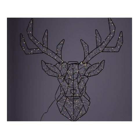 Dekoracja LED - Głowa Renifera 53x51 cm, ciepła biel, IP44, zasilacz 230 V
