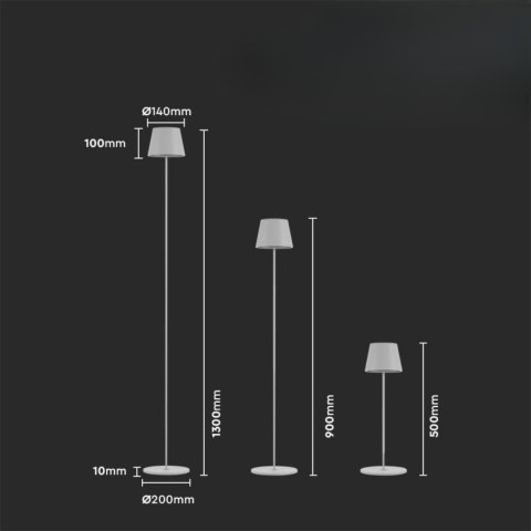 Lampa Podłogowa LED Biała Ładowalna 3000K 4W V-TAC