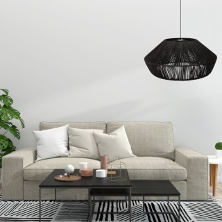 Lampa naturalna rattanowa wisząca - 50 cm (czarna)