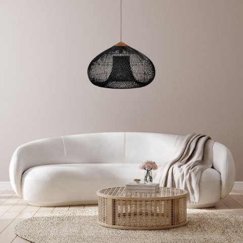 Sufitowa naturalna lampa rattanowa wisząca - 40cm - czarna