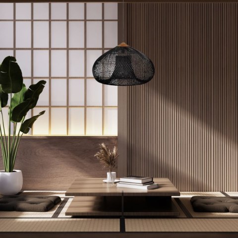 Sufitowa naturalna lampa rattanowa wisząca - 50 cm - czarna