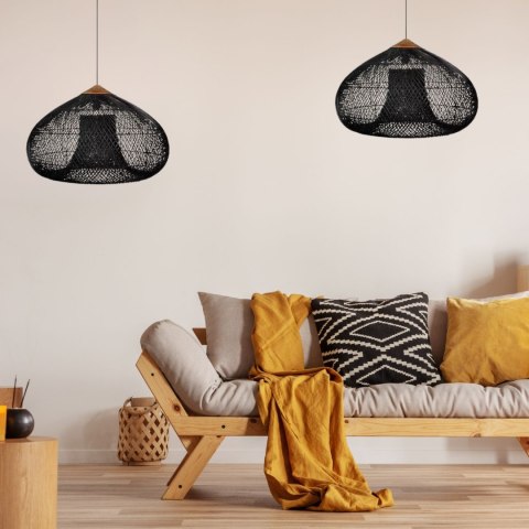 Sufitowa naturalna lampa rattanowa wisząca - 50 cm - czarna