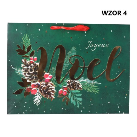 Torebka na prezent świąteczna "Happy Holidays" 42x12x31 cm Mix wzorów