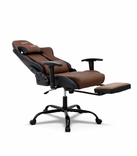 Ergonomiczny Obrotowy Fotel Gamingowy Brązowy Z Podnóżkiem Fotel Biurowy