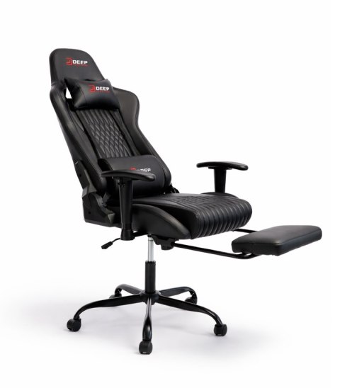 Ergonomiczny Obrotowy Fotel Gamingowy Czarny Z Podnóżkiem Fotel Biurowy