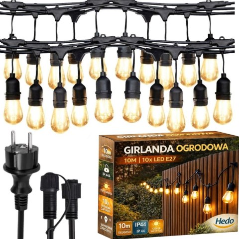 Girlanda Ogrodowa Świetlna 10M 10X Żarówka LED Sieciowa Wodoszczelna
